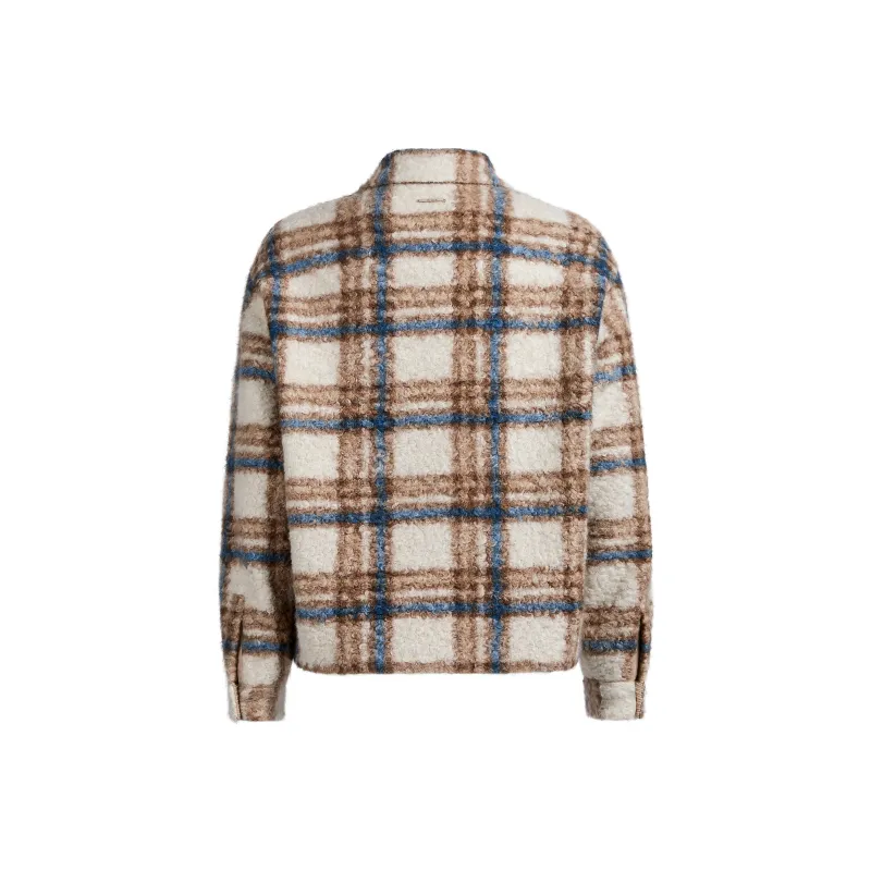 CHINISM Puffer Jacket Unisex Coffee Plaid Pattern-1