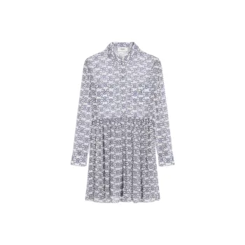 CELINE SS25 Long Sleeved Dress Women's Indigo
