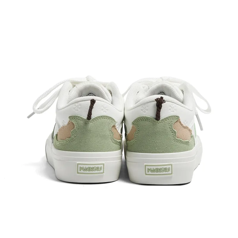 HUANQIU Abrasion Resistant, Lightweight, And Breathable Low Top Skateboard Shoes Women's Green-5