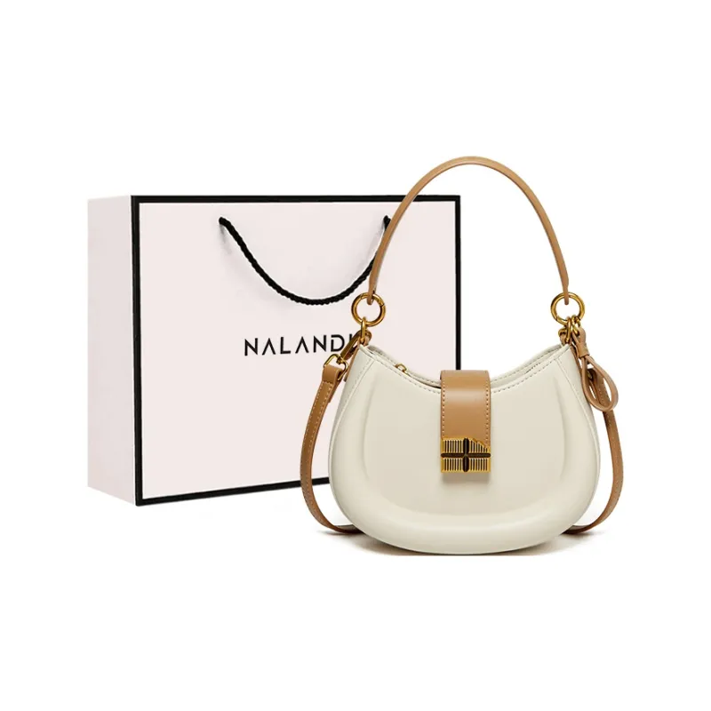 Narandu Synthetic Leather Saddle Bag, Shoulder Bag, Crossbody Bag, Shoulder Bag Trumpets Women's Ecru & Apricot-7