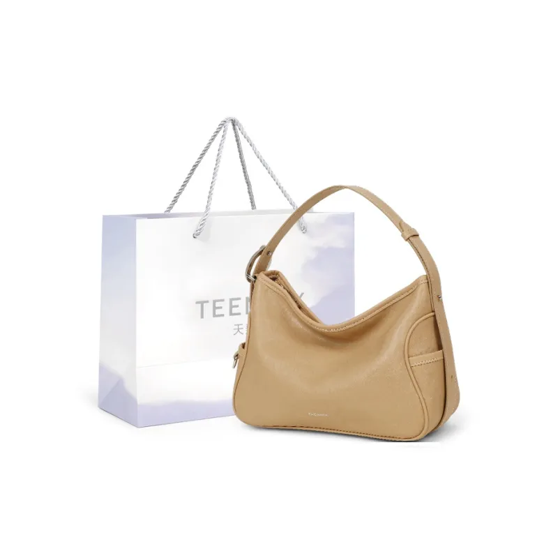 Teenmix Split Cow Leather With Synthetic Leather Crossbody Handbag, Shoulder Bag Regular Women's Ecru/Khaki/Black-23