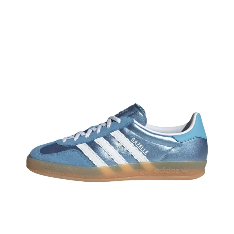 Adidas Originals GAZELLE INDOOR Abrasion Resistant Low Top Skateboard Shoes Women's Blue White-0