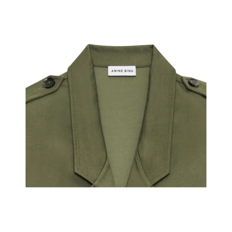 Anine Bing SS25 Long Sleeved Dress Women's Olive-3