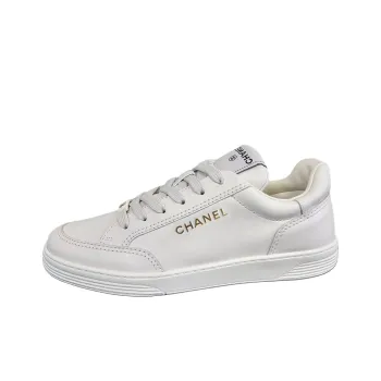 CHANEL Abrasion Resistant Low Top Skateboard Shoes Women's White