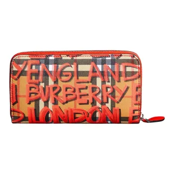 Burberry Calfskin Card Holder Wallet Women's Red