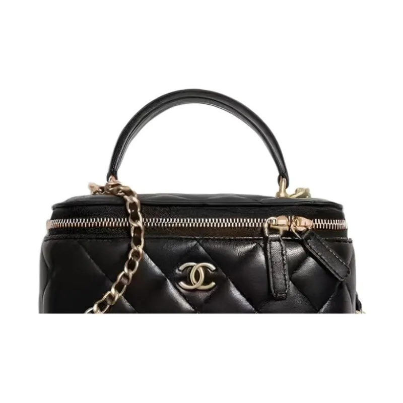 CHANEL Sheepskin Toiletry Bag, Box Bag, Shoulder Bag, Crossbody Bag, Handbag Women's Black-2