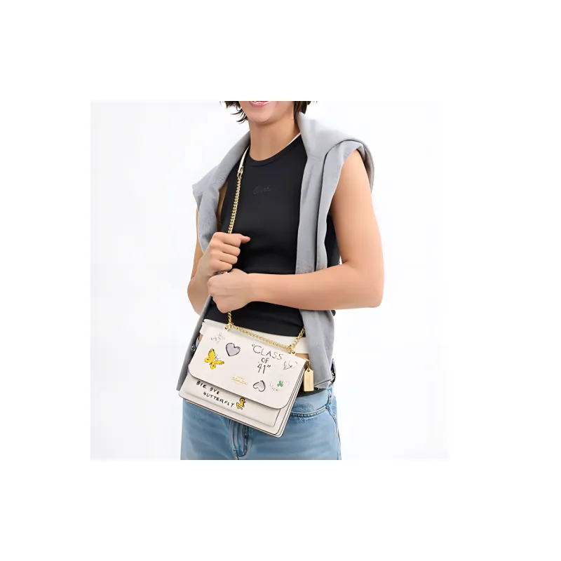 COACH Klare Cow Leather Crossbody Bag, Shoulder Bag Small Size Women's Chalk White-3