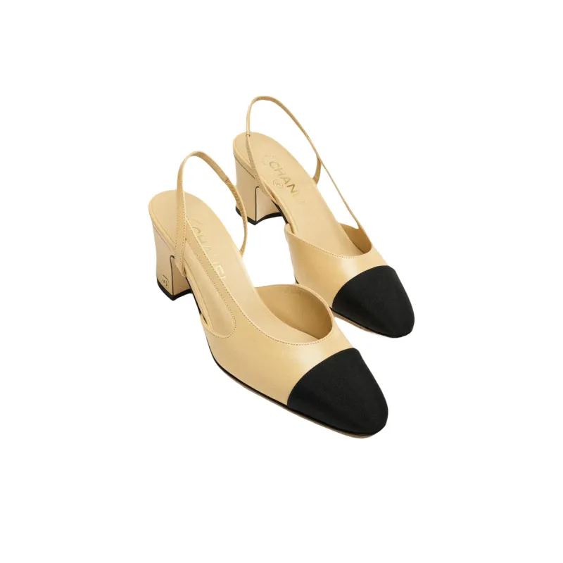 CHANEL Chunky Heel High Heels Women's Beige-2