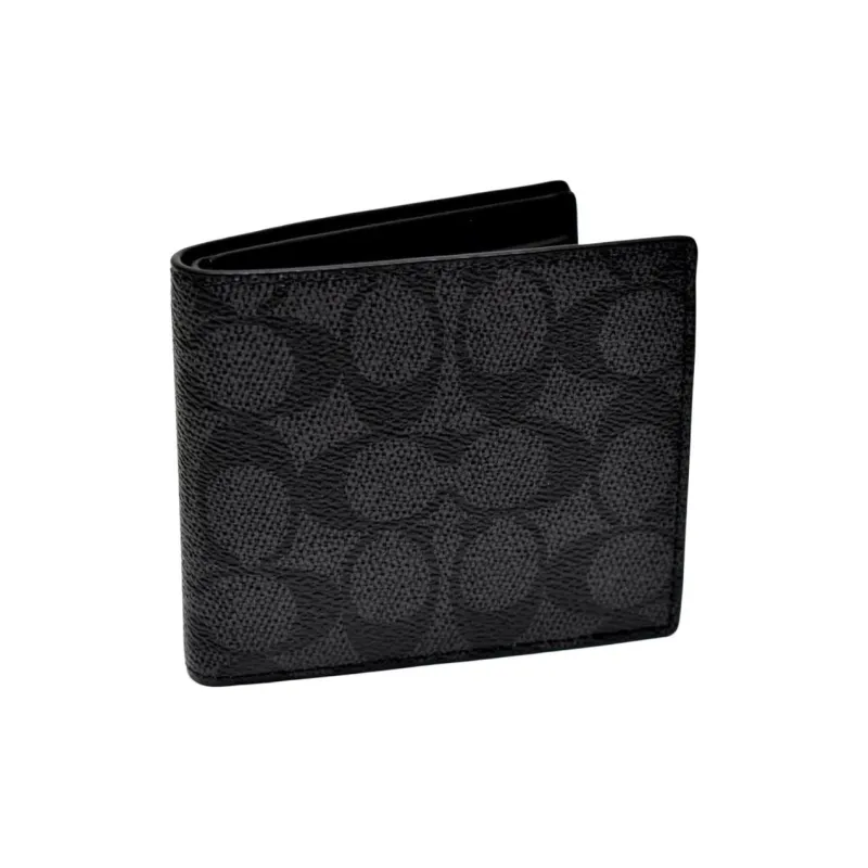 COACH Coated Canvas Wallet Trumpets Men's Black-2