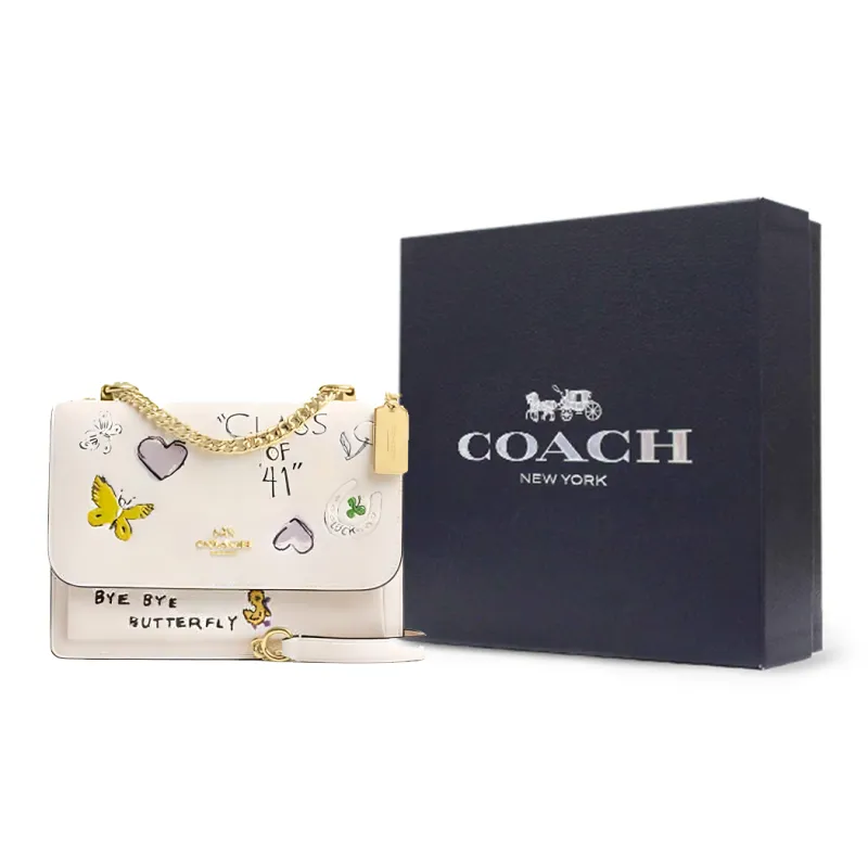 COACH Klare Cow Leather Crossbody Bag, Shoulder Bag Small Size Women's Chalk White-10