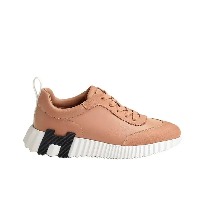 HERMES Bouncing Low Top Casual Shoes 4cm Women's Pink-1