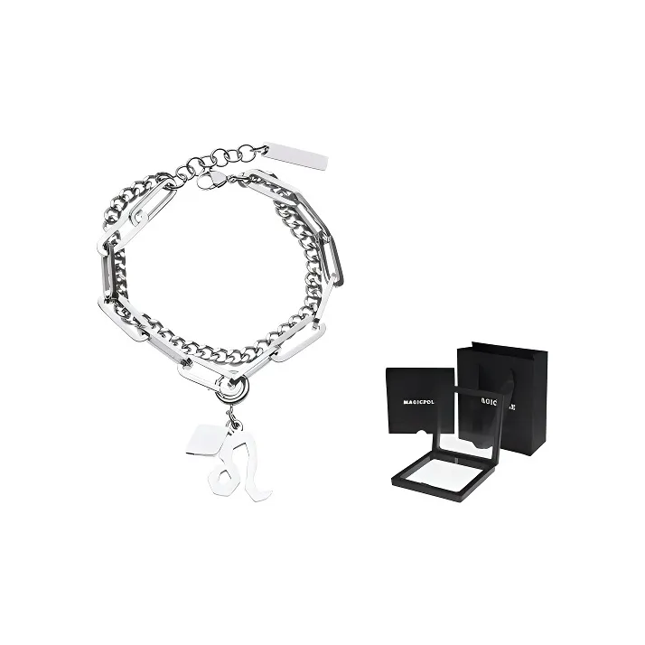 MAGICPOLE Titanium Steel Bracelets Unisex Silver-4
