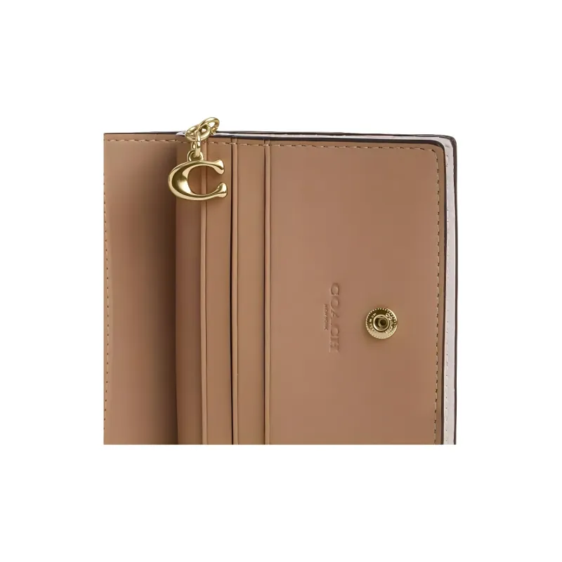 COACH Leather Wallet Mini Women's Chalk & Yellow-3