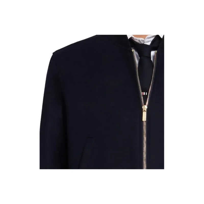 THOM BROWNE Tonal 4 Bar Flannel Blouson Jacket-4