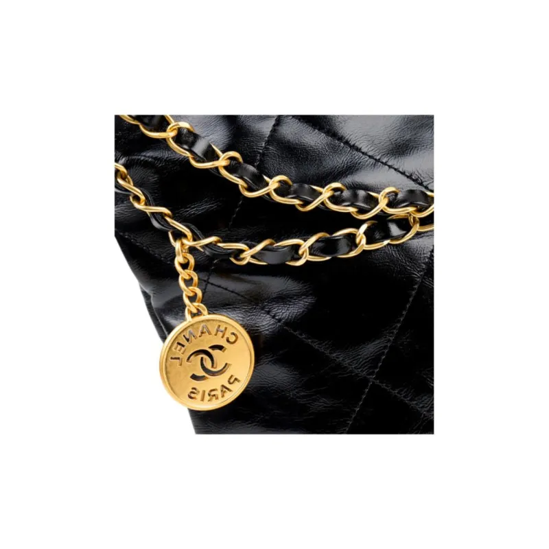 CHANEL 22Bag Small Handbag Shoulder Bag Shiny Calfskin Black-4