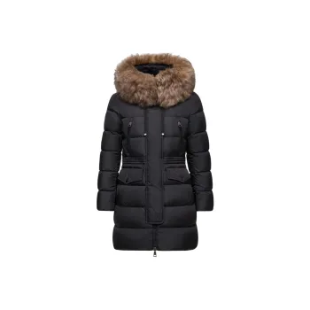 Moncler Aphroti Hooded Shearling Trimmed Long Down Jacket Down Jacket Women's Black