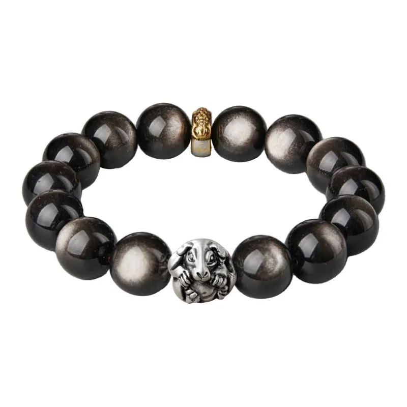 Moonstone Edge Obsidian Bracelets Unisex-13