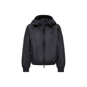 Moncler Auxonne Hooded Windbreaker Trench Coat Women's Black