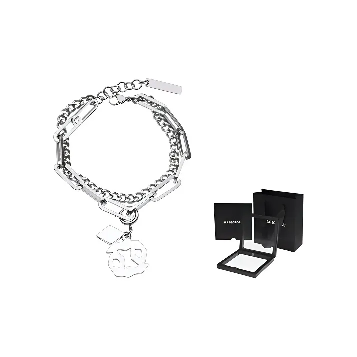 MAGICPOLE Titanium Steel Bracelets Unisex Silver-3