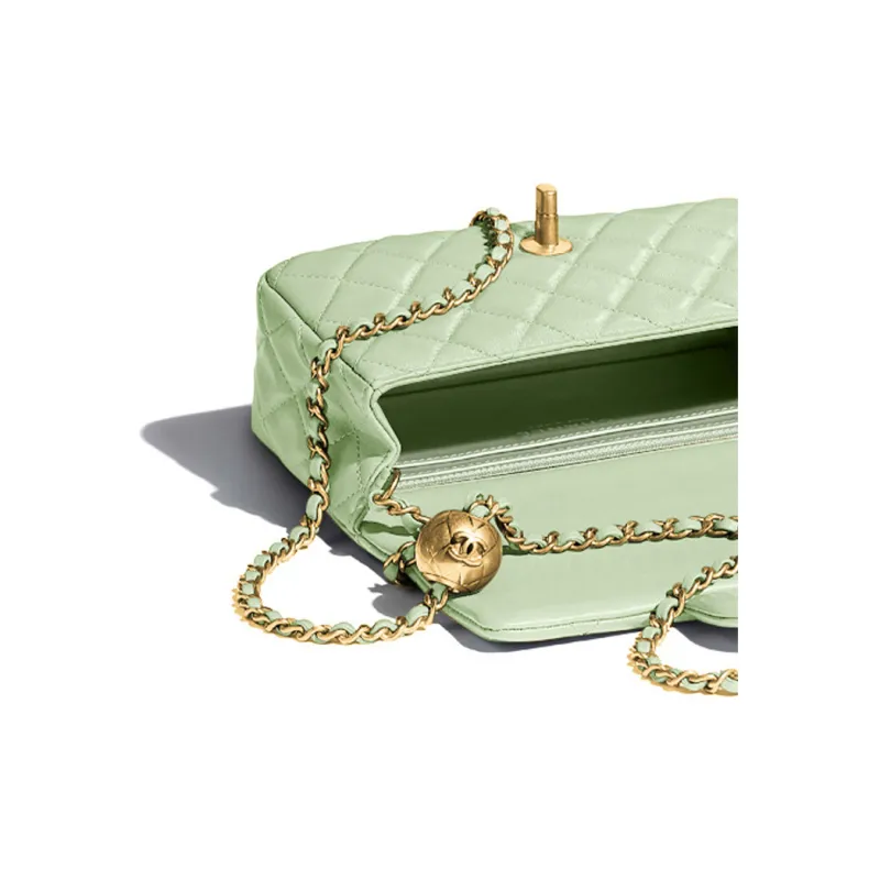 CHANEL Classic Flap CF22C Early Spring Leather Shoulder Bag, Crossbody Bag Mini Women's Mint Green-3