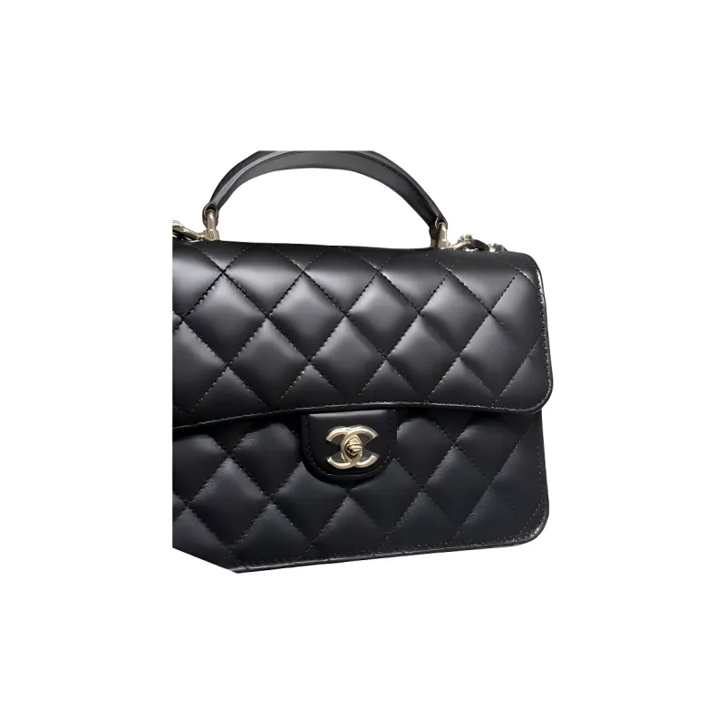 CHANEL Lambskin One Shoulder Handbags Women's Black-2