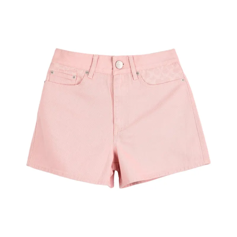 COACH SS25 Denim Shorts Women's Pink-0