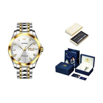 Oupinke Guts Collection Mechanical Movement Stainless Steel Watchband Watch Men's Watches White Dial