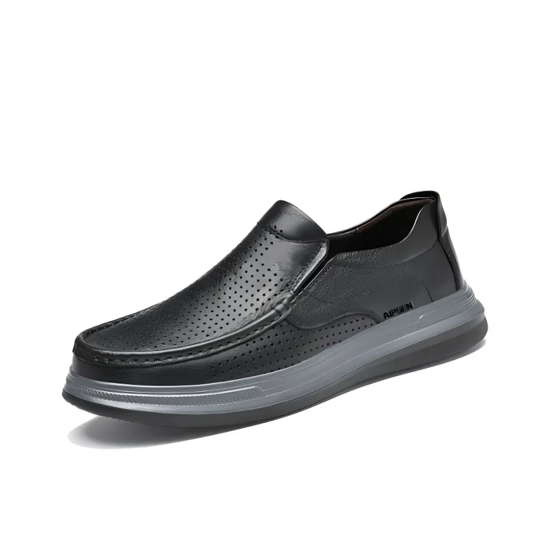 AIPSEN Casual Shoes Men's Black Gray Color Cut Out-0
