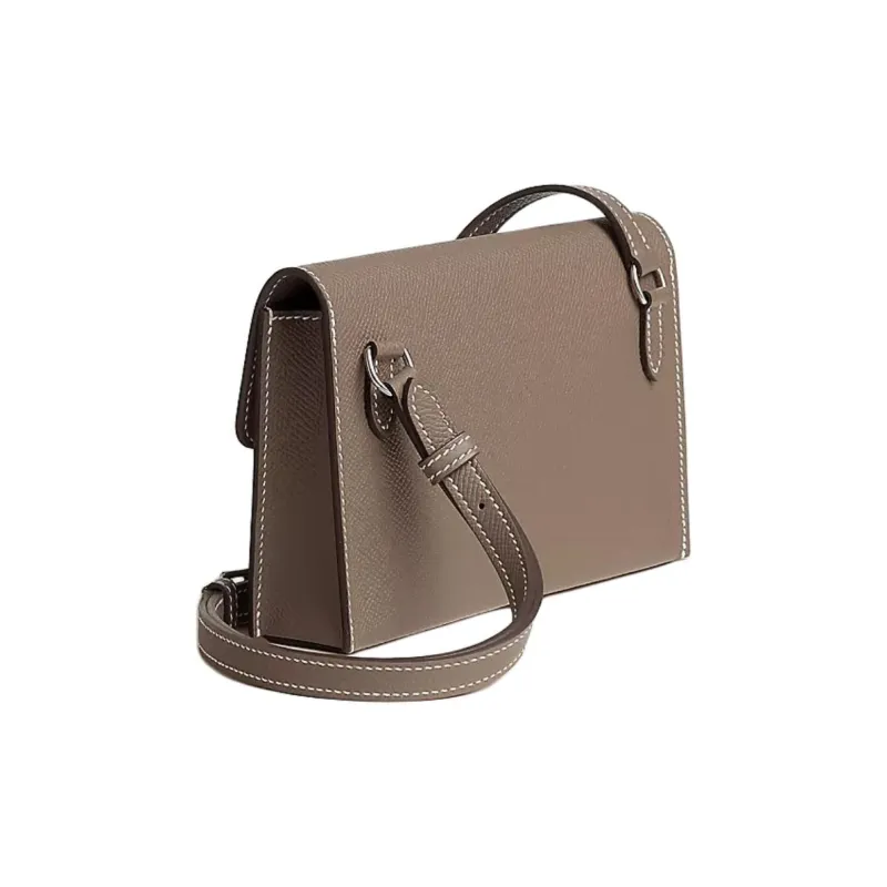 HERMES Hermèsnap Epsom Calfskin Wallets Shoulder Bag Crossbody Bag Men's 18 Etoupe Elephant Gray-2