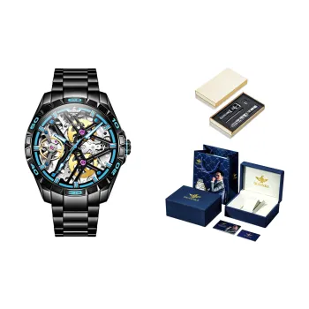 Oupinke Trendy Limitless Collection Mechanical Movement Stainless Steel Watchband Watch Men's Watches Green Dial