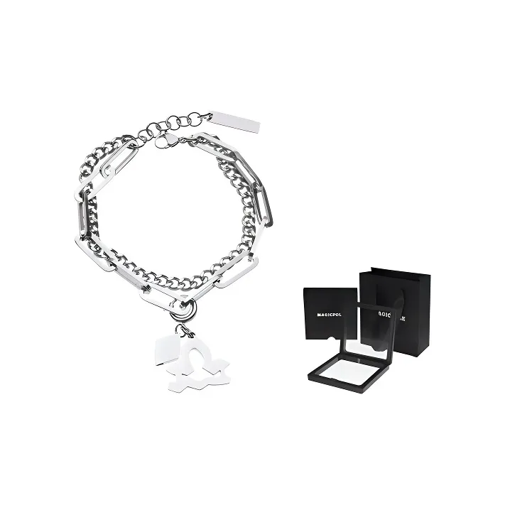 MAGICPOLE Titanium Steel Bracelets Unisex Silver-6
