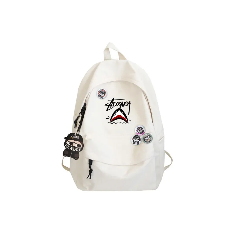 ADOONGA Canvas Backpack Regular Unisex Black/White-0