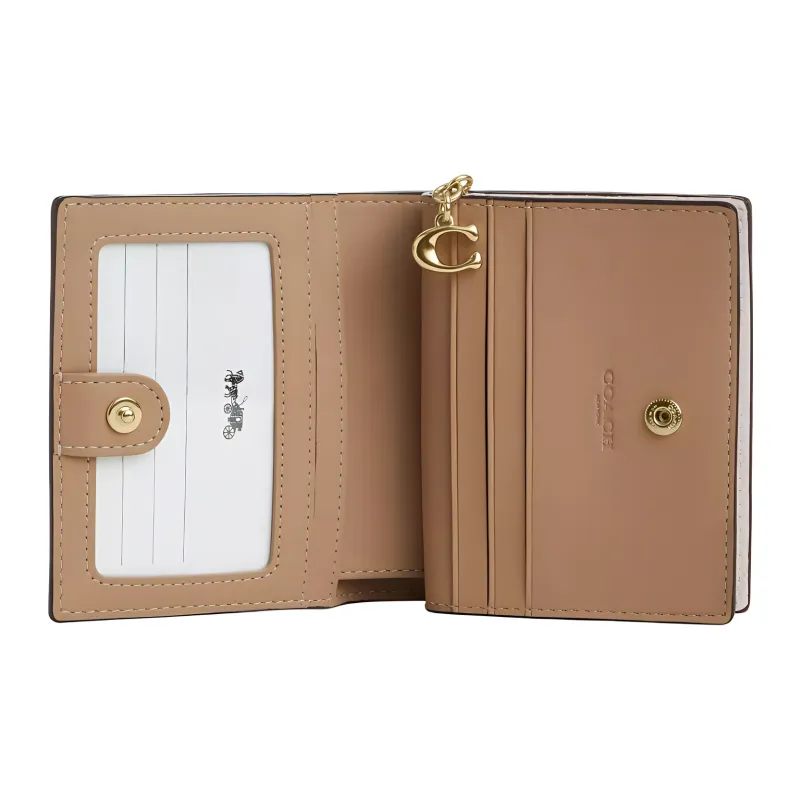 COACH Leather Wallet Mini Women's Chalk & Yellow-1