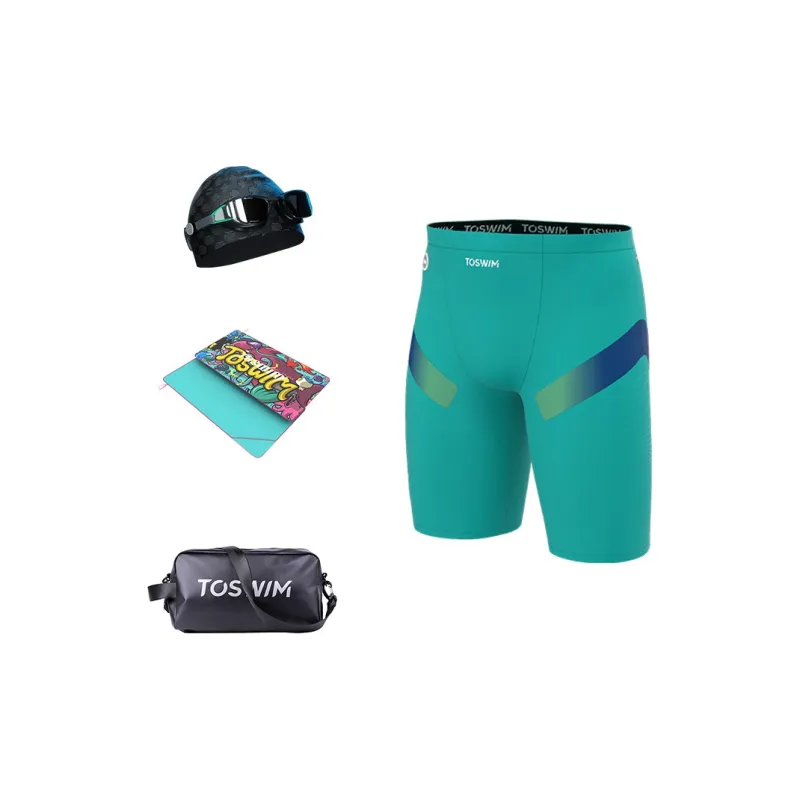 TOSWIM Men'swim Set God Of Five Piece Set Men's Green Shore Blue Light-0