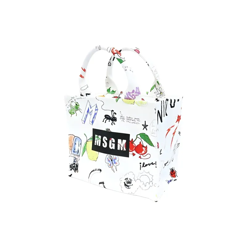 MSGM Nylon Fabric Crossbody Handbag Unisex White-2