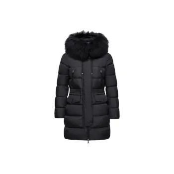 Moncler Aphroti Hooded Shearling Trimmed Long Down Jacket Down Jacket Women's Black