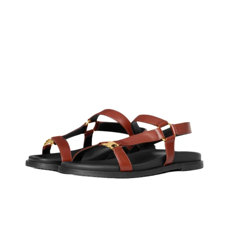 CELINE Triomphe Strap Sandals Women's Brown-2
