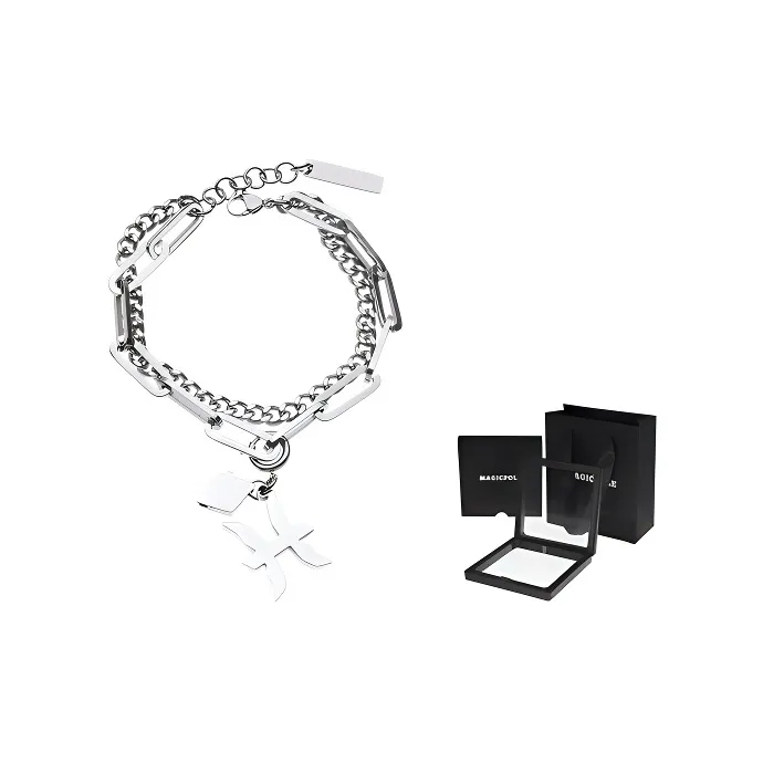 MAGICPOLE Titanium Steel Bracelets Unisex Silver-13