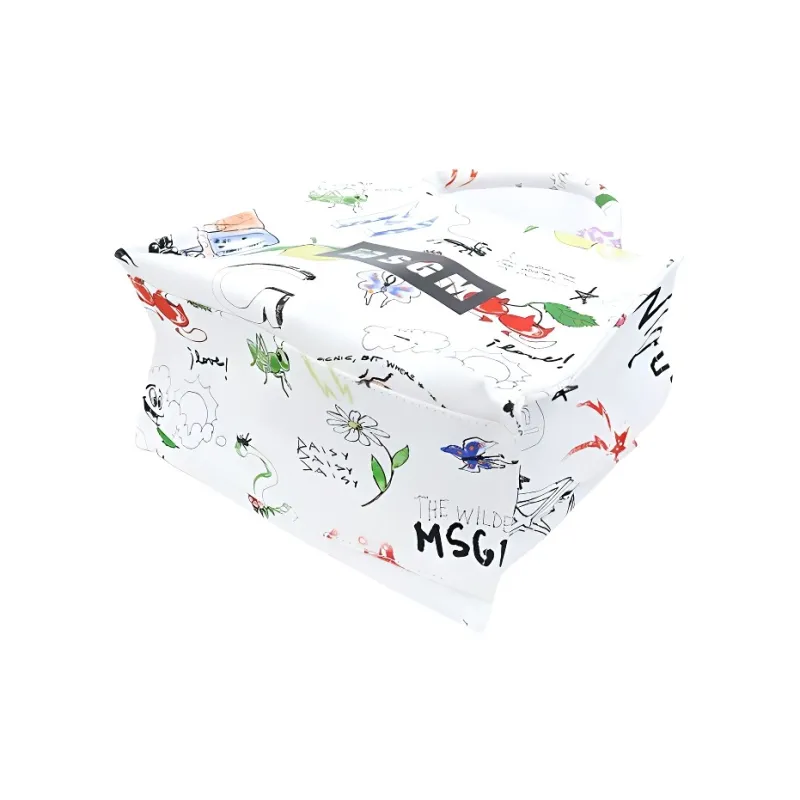 MSGM Nylon Fabric Crossbody Handbag Unisex White-4