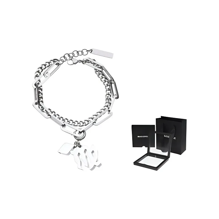 MAGICPOLE Titanium Steel Bracelets Unisex Silver-5