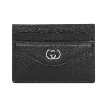 GUCCI Leather Card Holder Men's Black