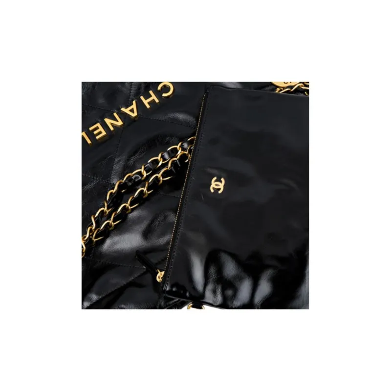 CHANEL 22Bag Small Handbag Shoulder Bag Shiny Calfskin Black-5