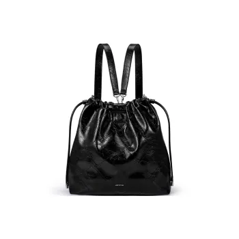 JUST STAR Synthetic Leather One Shoulder Crossbody Backpack Women's Black/Brown/White
