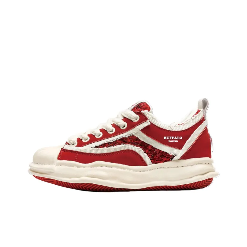 BUFFALO BOUND Anti Slip Wear Resistant Low Top Skateboard Shoes Men's Red-0