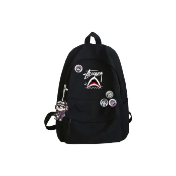 ADOONGA Canvas Backpack Regular Unisex Black/White