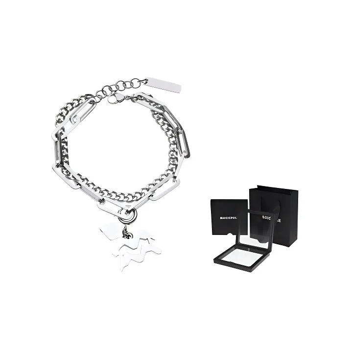 MAGICPOLE Titanium Steel Bracelets Unisex Silver-12