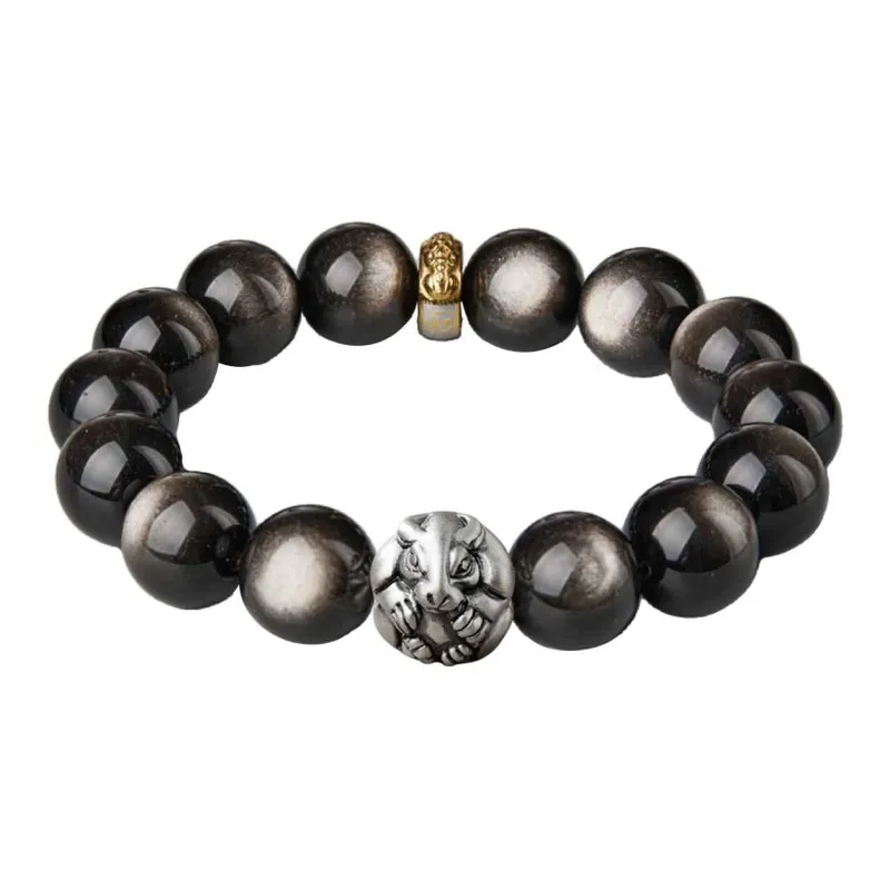 Moonstone Edge Obsidian Bracelets Unisex-3