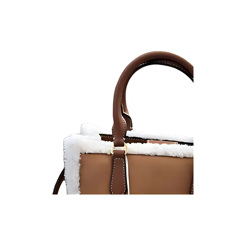 TORY BURCH Blake Plush Suede Tote Bag Shopping Bag Shoulder Bag Crossbody Bag Handbag Small Size Women's Khaki-4
