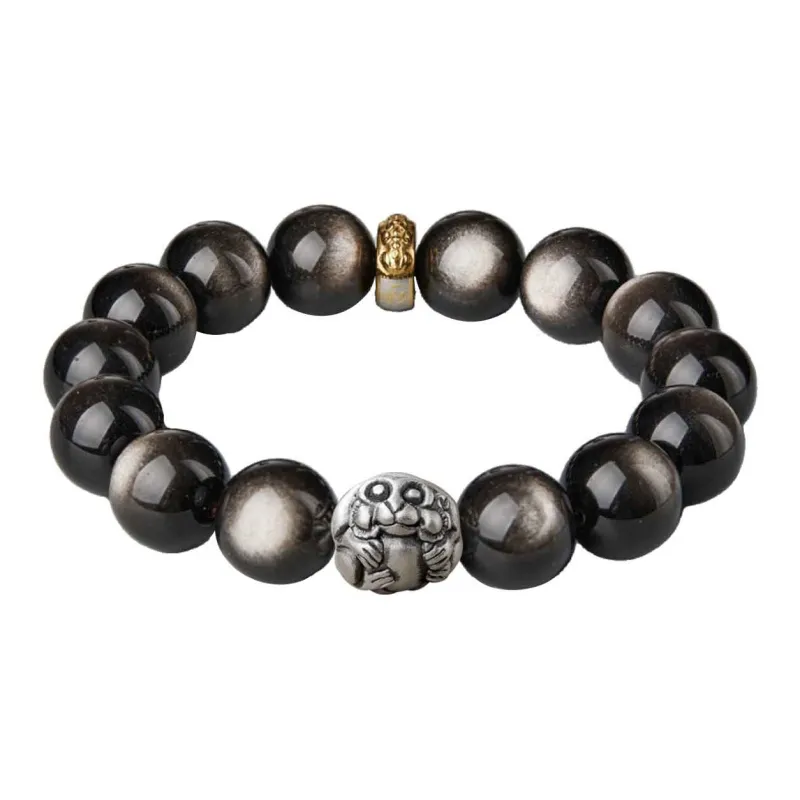 Moonstone Edge Obsidian Bracelets Unisex-11