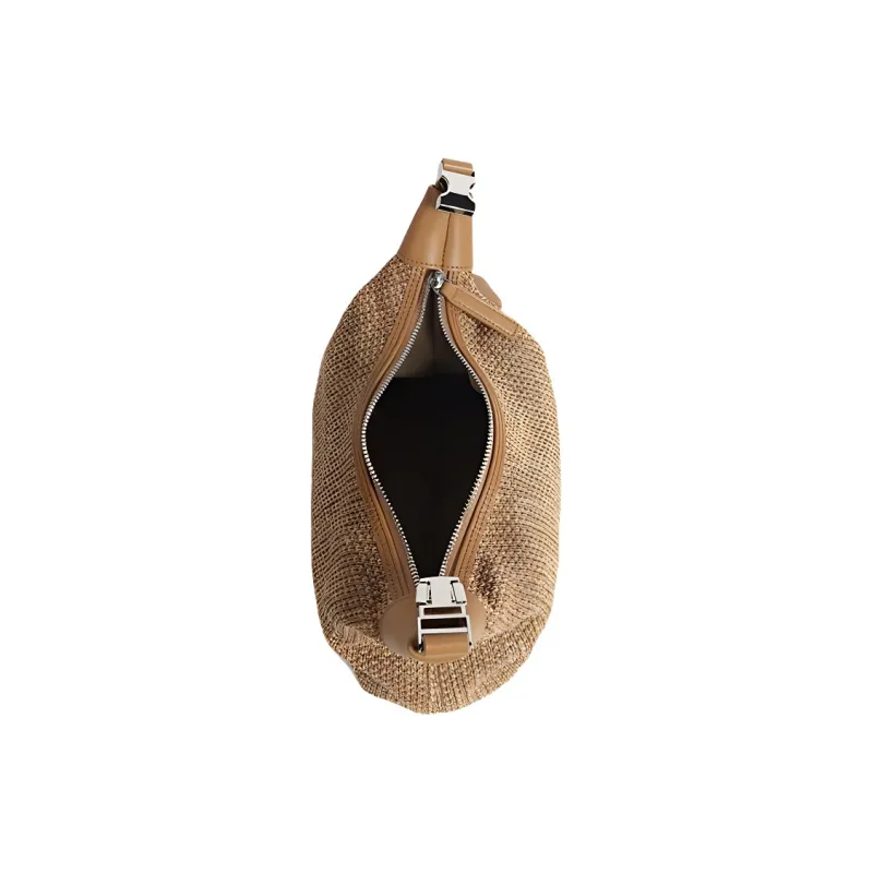 Bullrun Raffia Crossbody Handbag Large Size Women's Brown/Black-2